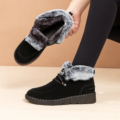 Slip-Resistant Booties with Fluffy Fur Trim