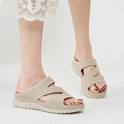 Soft Knit Slip-On Sandals with Bunion Protection & Ergonomic Arch Support