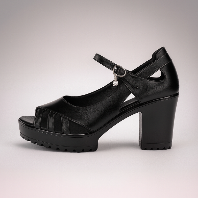 Women’s Platform Heel Sandals with Ankle Buckle