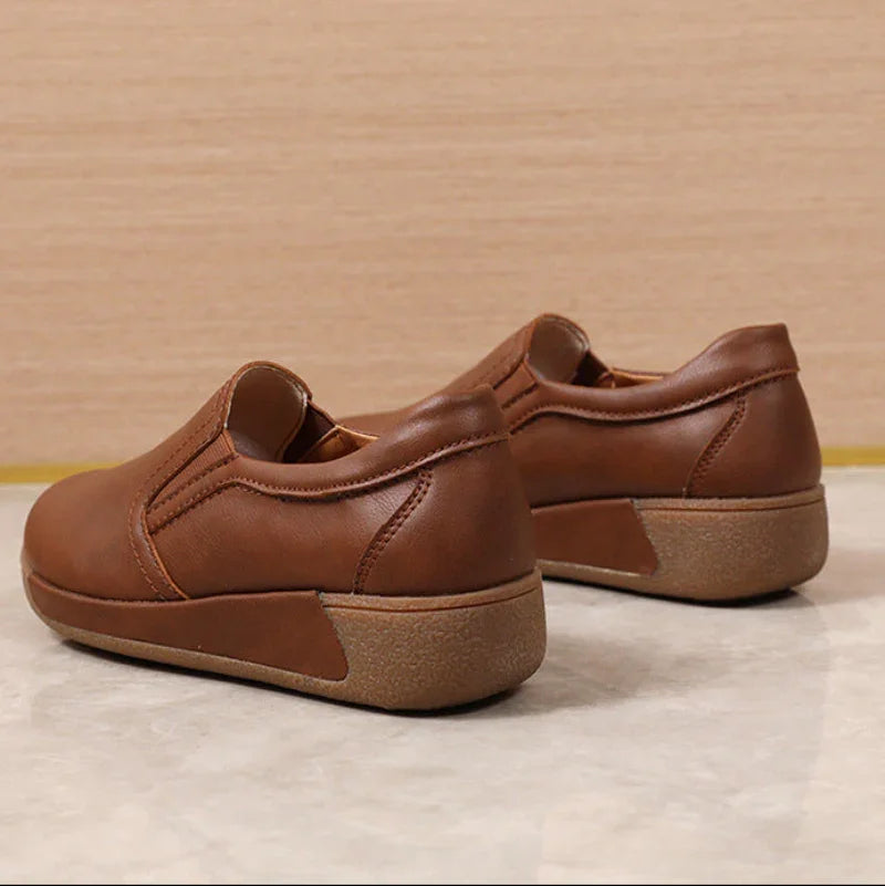 Women's Wide Toe Box Platform Loafers Leather