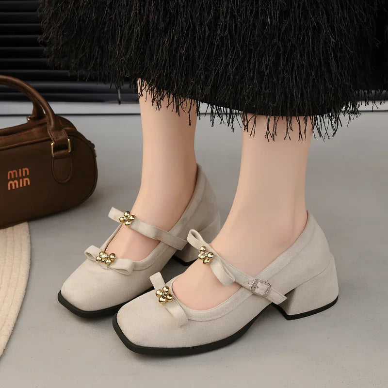 Thick-Heeled Mary Jane Dress Shoes