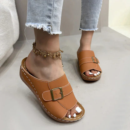 Comfortable Wedge Slide Sandals with Cushioned Insole