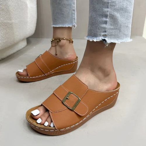 Comfortable Wedge Slide Sandals with Cushioned Insole