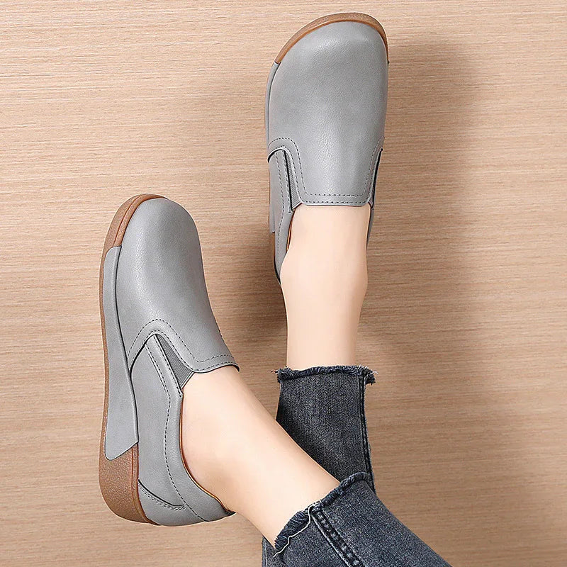 Women's Wide Toe Box Platform Loafers Leather