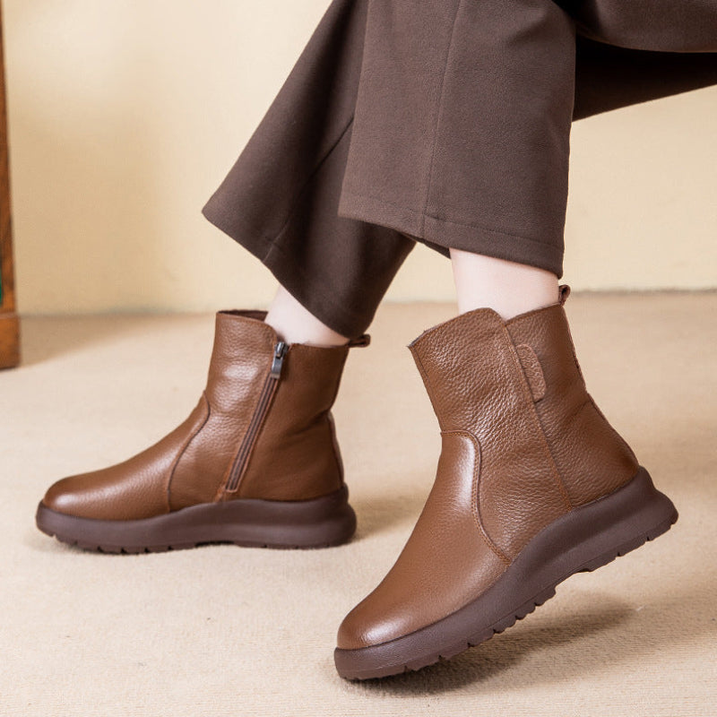 Women's Genuine Leather Ankle Boots with Cushioned Sole