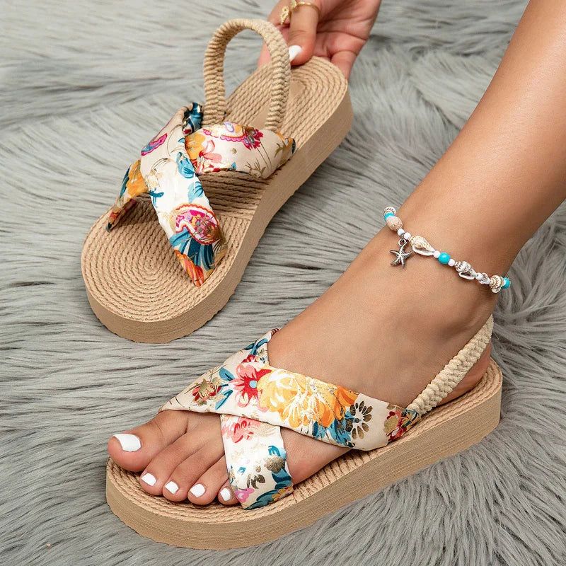 Floral Print Comfortable Summer Sandals