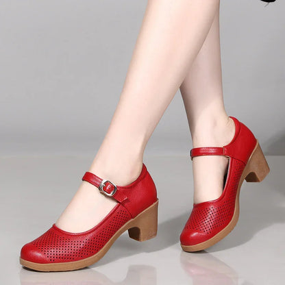 Women’s Breathable Block Heel Sandals with Ankle Strap