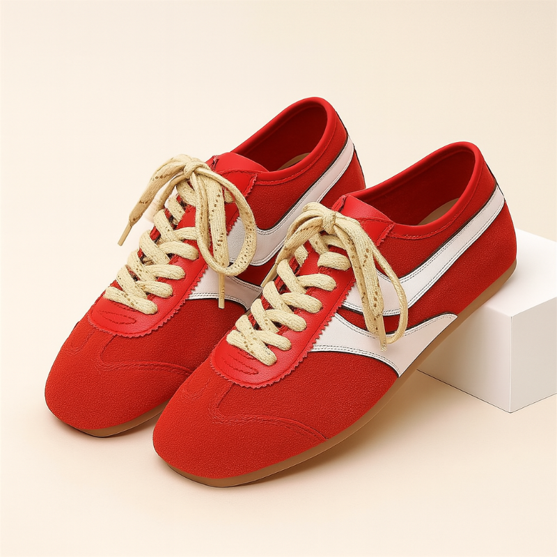 Classic Genuine Leather Sneakers with Lace-Up Design