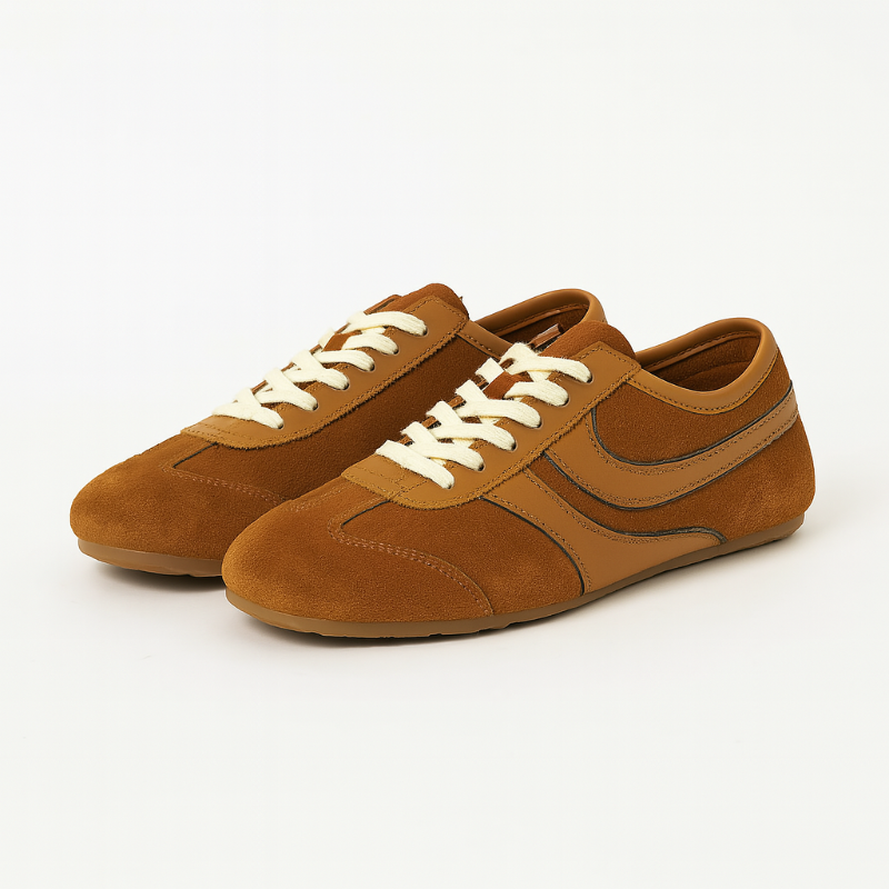 Classic Genuine Leather Sneakers with Lace-Up Design