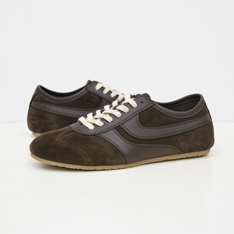 Classic Genuine Leather Sneakers with Lace-Up Design