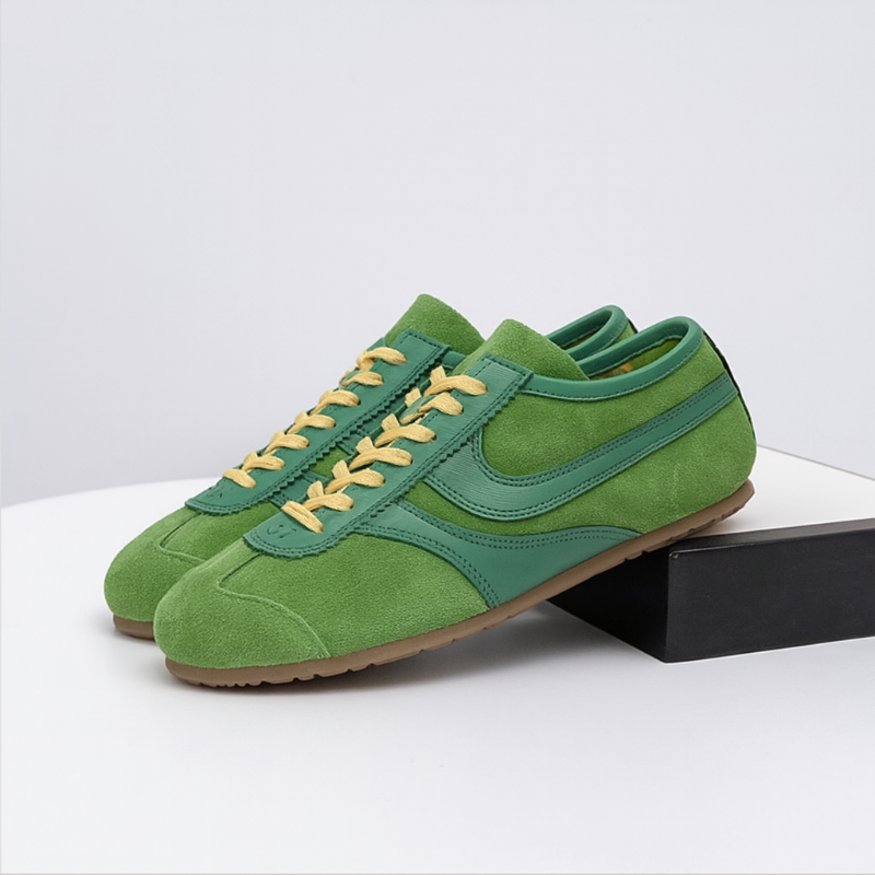 Classic Genuine Leather Sneakers with Lace-Up Design