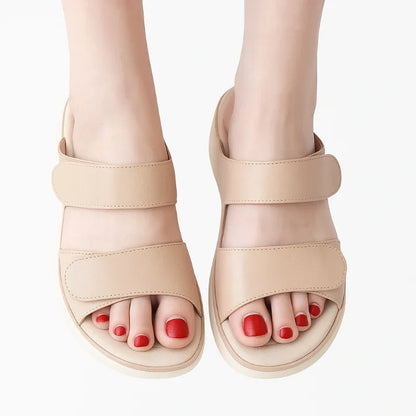 Women's Open Toe Slippers with Velcro Straps