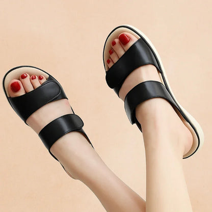 Women's Open Toe Slippers with Velcro Straps