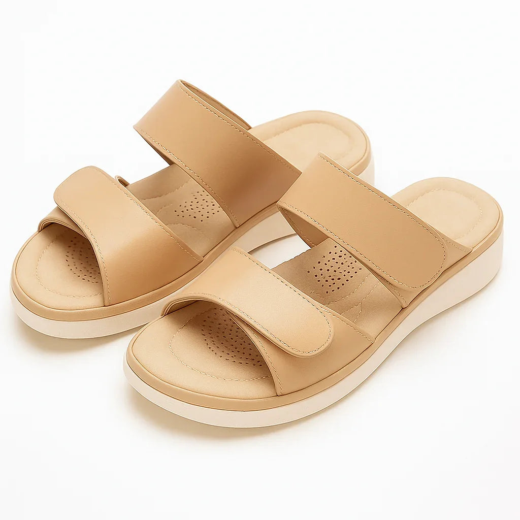 Women's Open Toe Slippers with Velcro Straps
