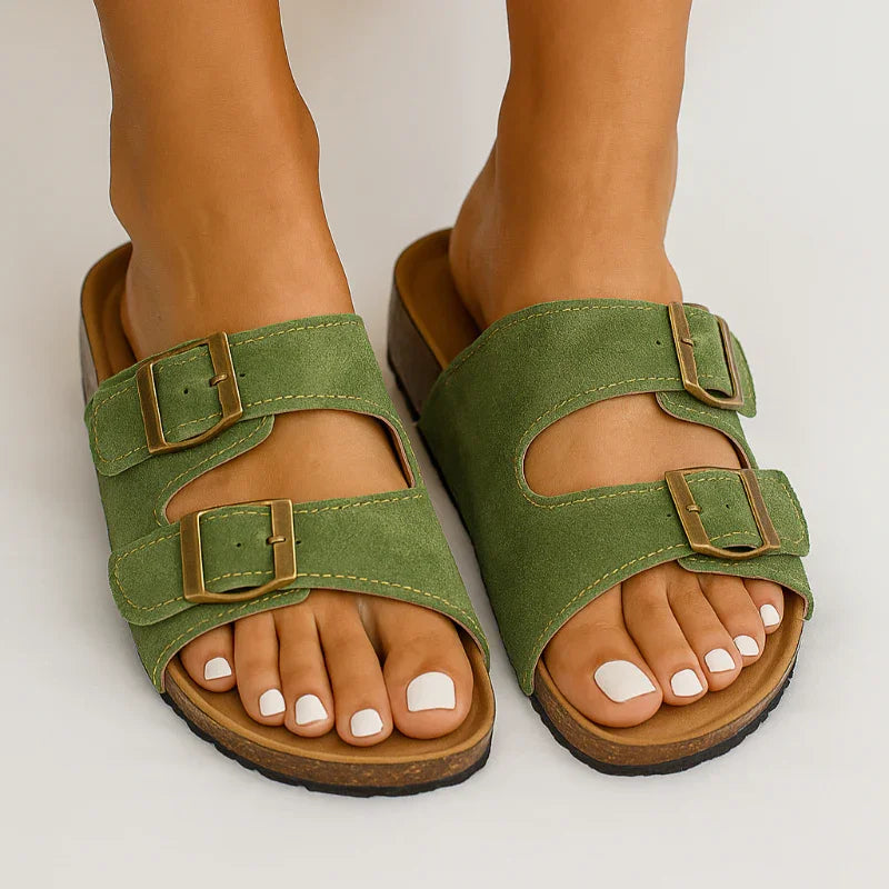 Genuine Leather Cow Suede Buckle Sandals