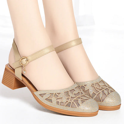 Elegant Low-Heel Cutout Dress Shoes for Women