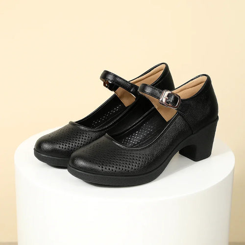 Women’s Breathable Block Heel Sandals with Ankle Strap