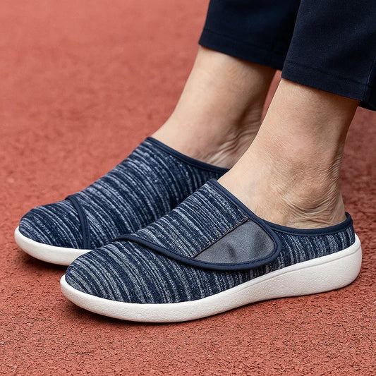 Women's Wide Fit Slip On Slippers with Adjustable Strap