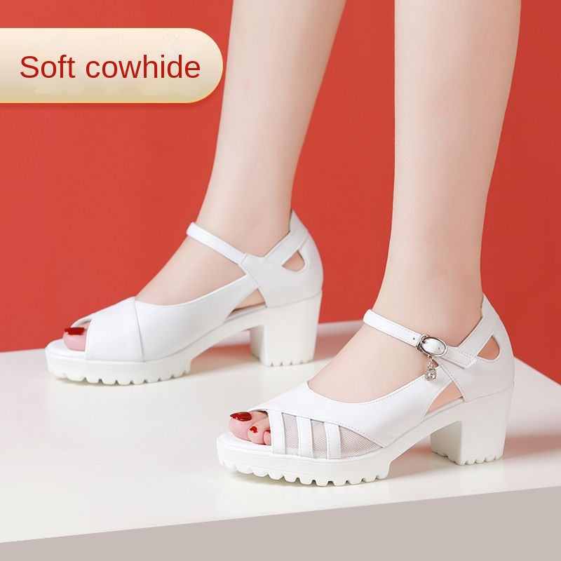 Women’s Platform Heel Sandals with Ankle Buckle
