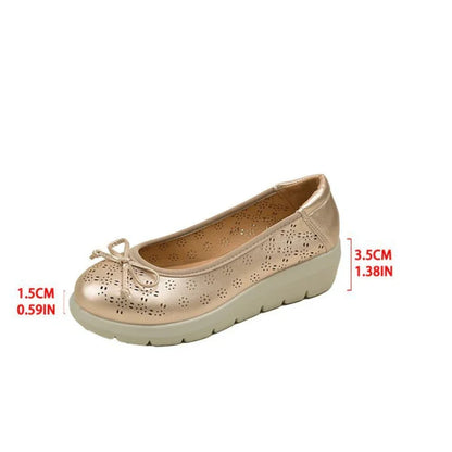 Women's Wide Fit Hollow Out Bow Flats