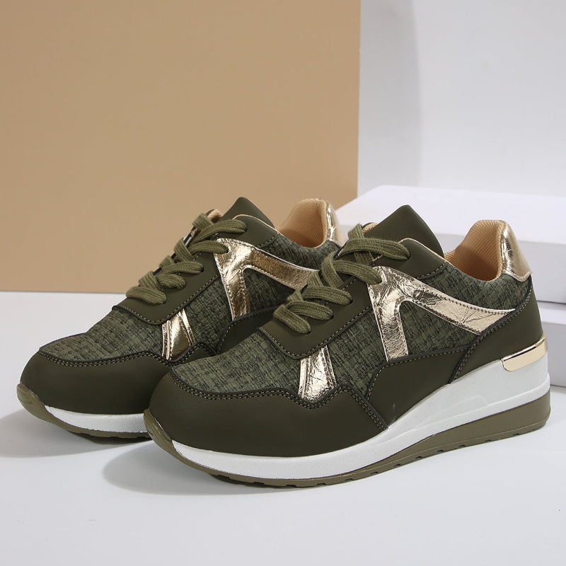 Fashion-Forward Platform Sneakers with Gold Accents