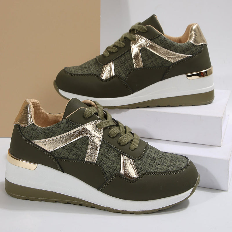 Fashion-Forward Platform Sneakers with Gold Accents