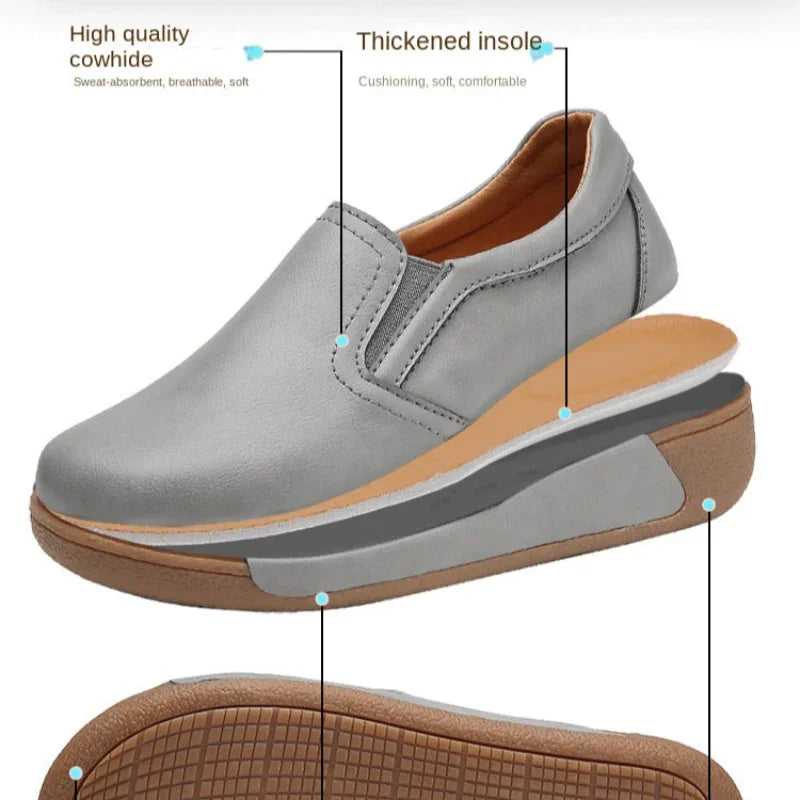 Women's Wide Toe Box Platform Loafers Leather