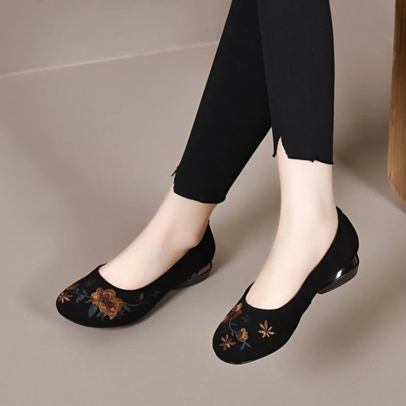 Floral Embroidery Flats Soft Sole Slip On Loafers 0