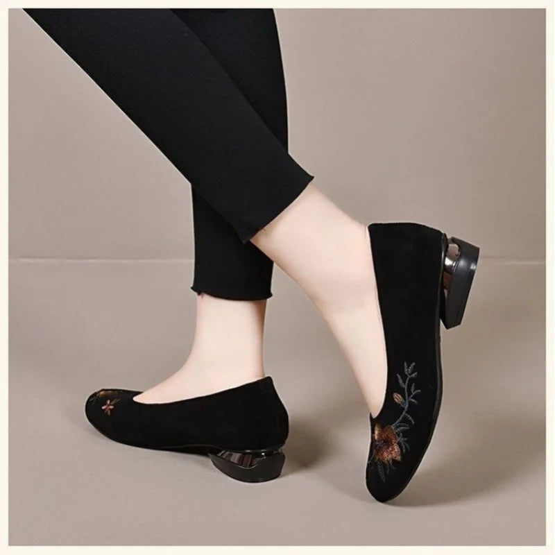 Floral Embroidery Flats Soft Sole Slip On Loafers 1