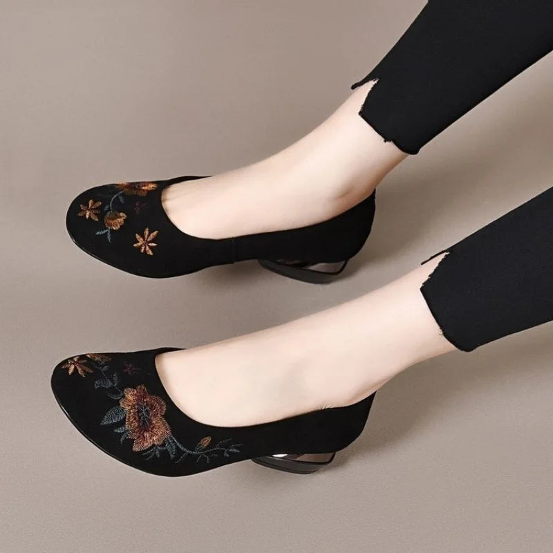 Floral Embroidery Flats Soft Sole Slip On Loafers 2