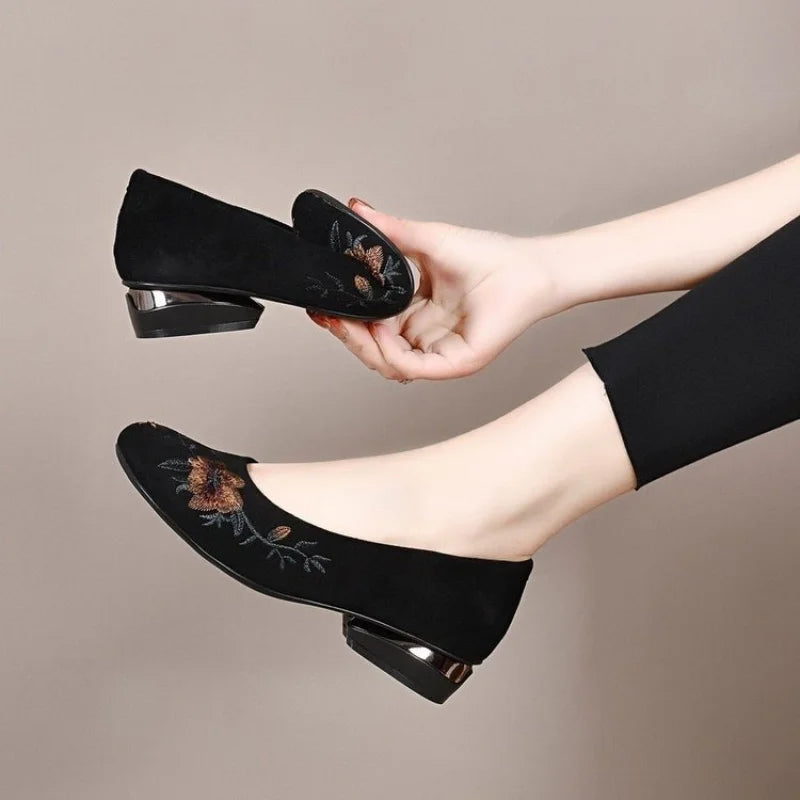 Floral Embroidery Flats Soft Sole Slip On Loafers 3