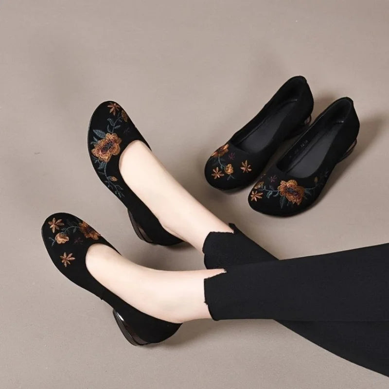 Floral Embroidery Flats Soft Sole Slip On Loafers 4