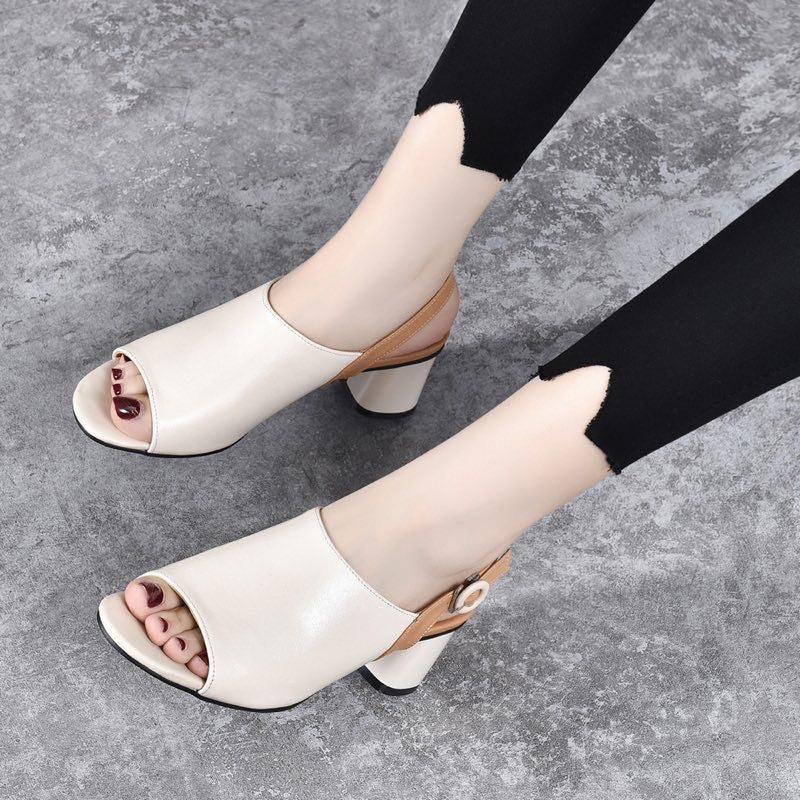 Chic Open-Toe Slingback Block Heels that Hide Bunions