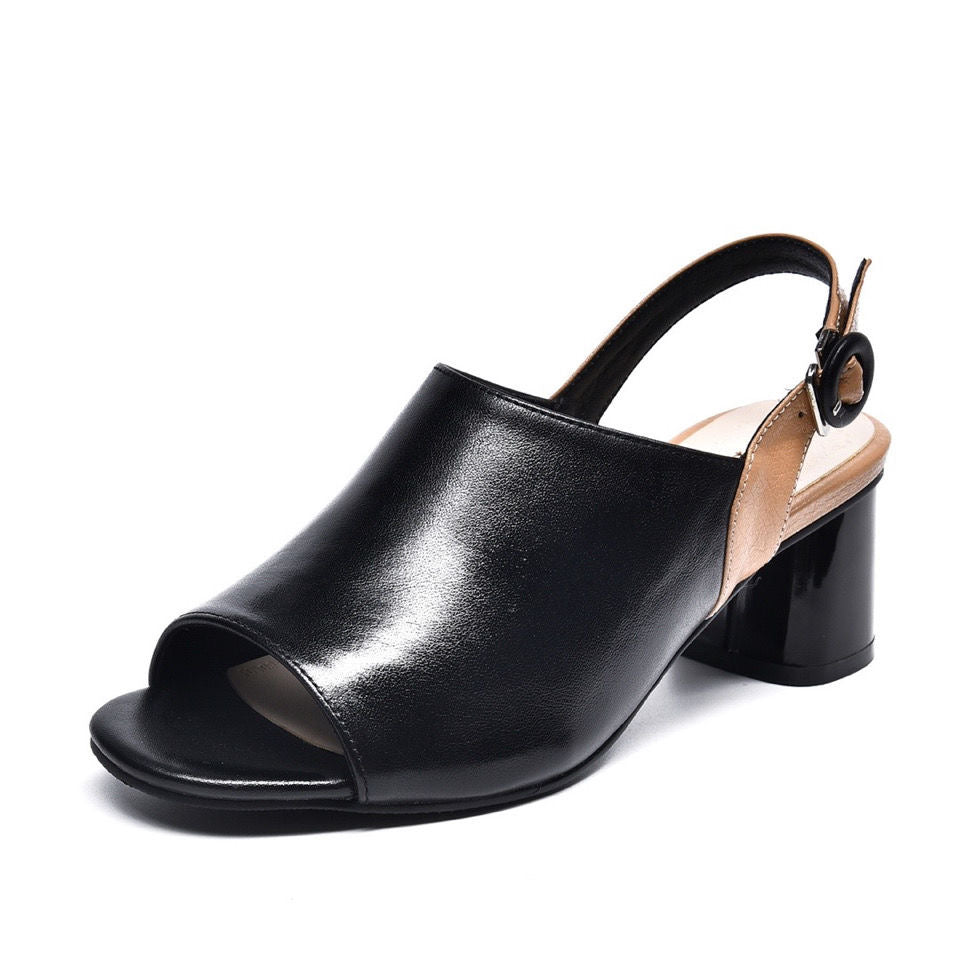 Chic Open-Toe Slingback Block Heels that Hide Bunions