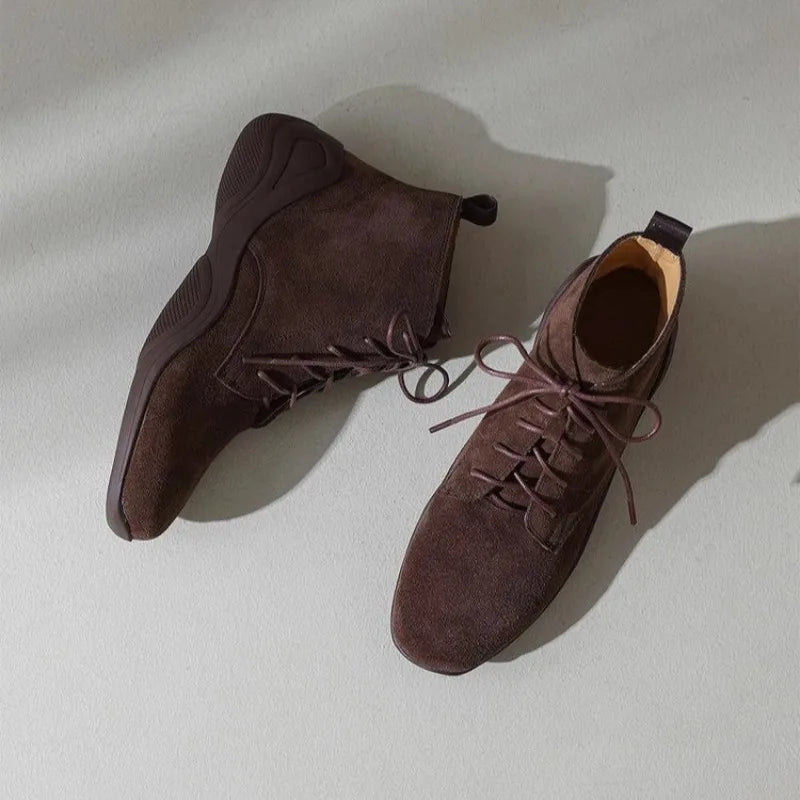 Lace Up Booties Low Heel Non Slip Soft Sole 2
