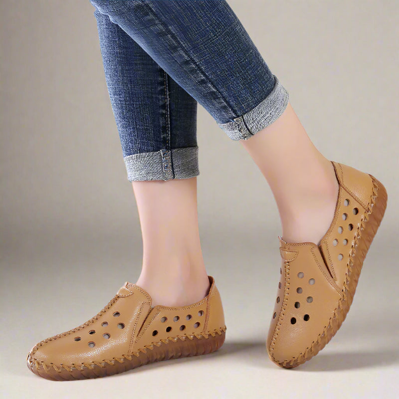 Lightweight Slip-On Flat Shoes with Shock Absorption Sole