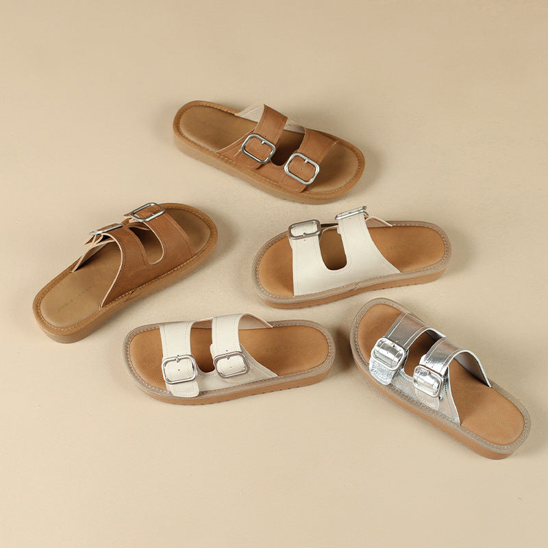 Women&#39;s Slippers with Buckle Strap Design for Lasting Comfort