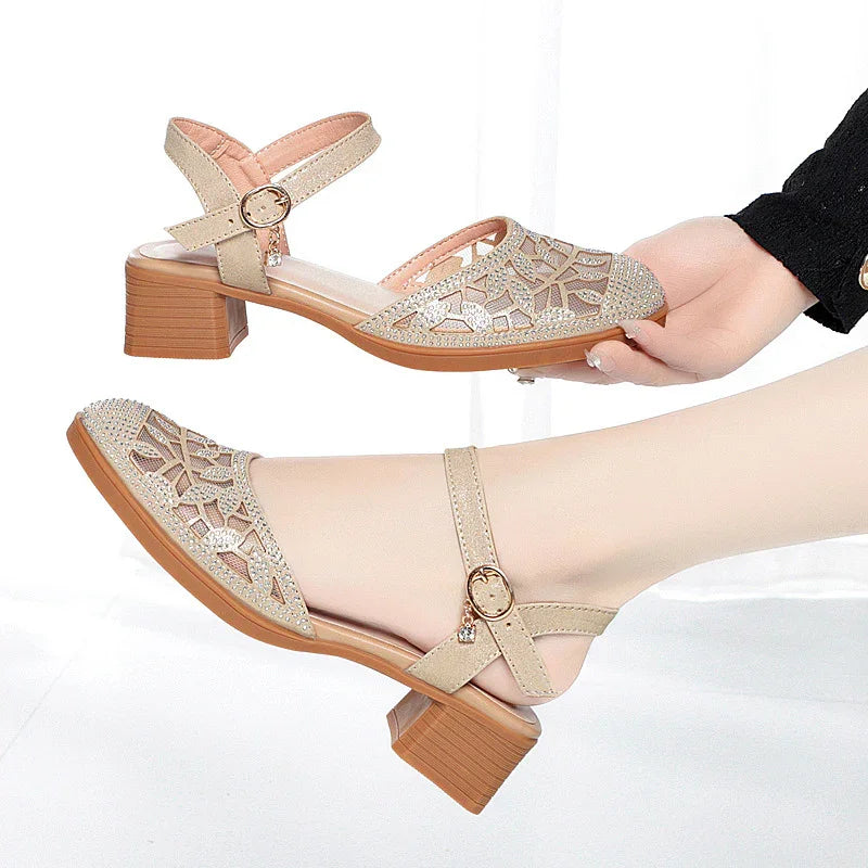 Elegant Low-Heel Cutout Dress Shoes for Women