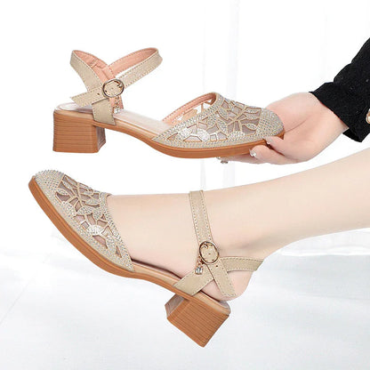 Elegant Low-Heel Cutout Dress Shoes for Women