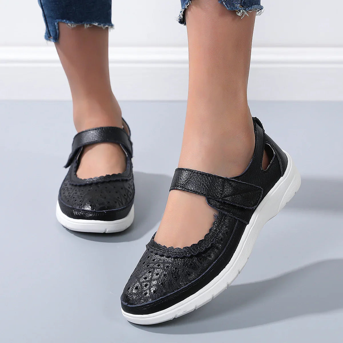 Arch Support Cowhide Casual Shoes for Women