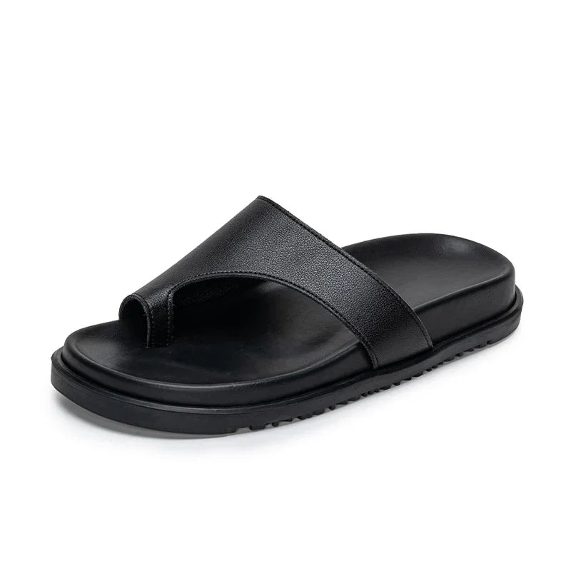 Genuine Leather Thick-Soled Flip-Flops