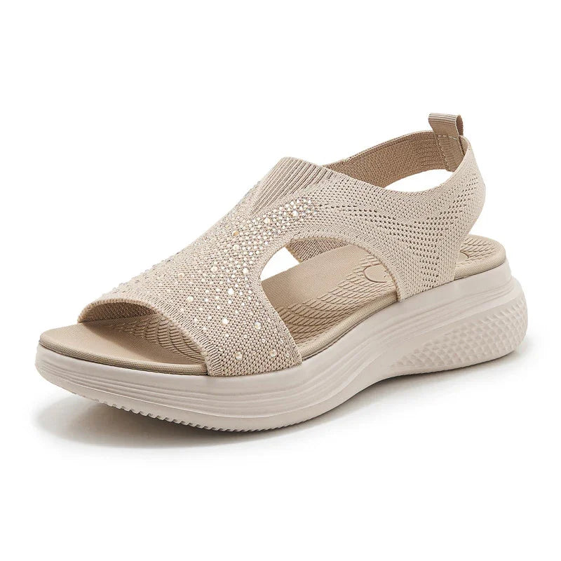 Rhinestone Comfort Sandals with Thick Sole