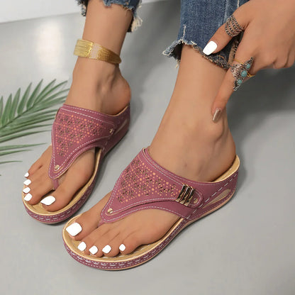 Wide Toe Box Wedge Flip Flops for Summer