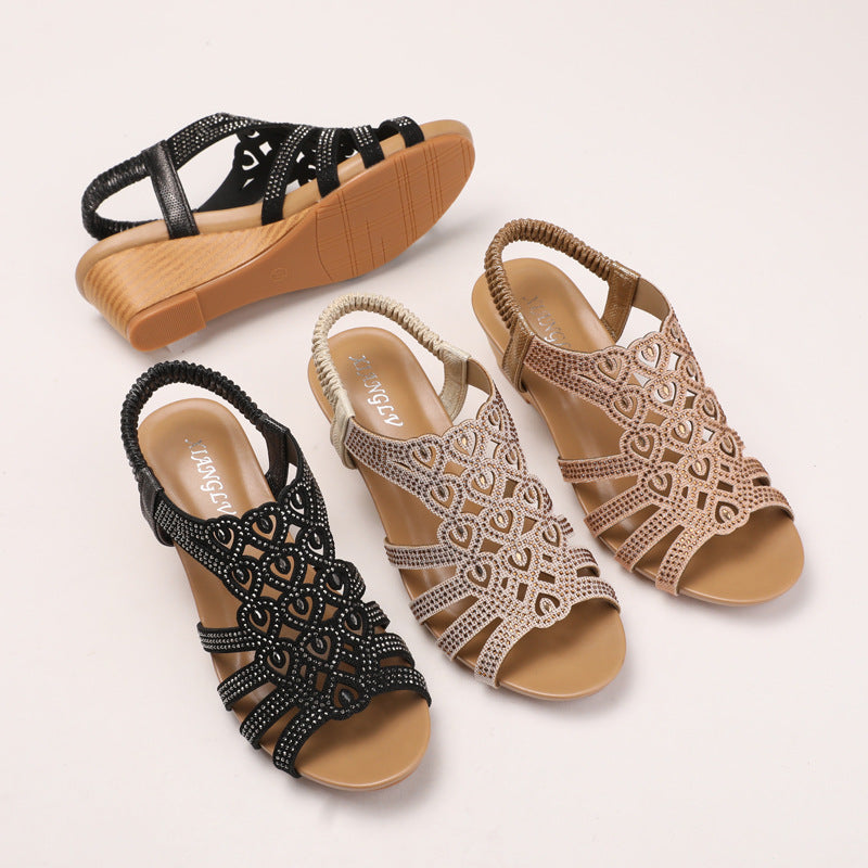 Women&#39;s Orthopedic Wedge Sandals with Sparkly Accents