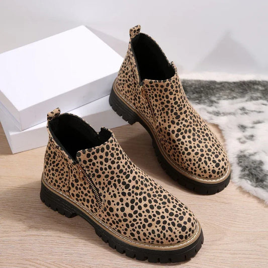 Stylish Leopard Print Chelsea Ankle Boots