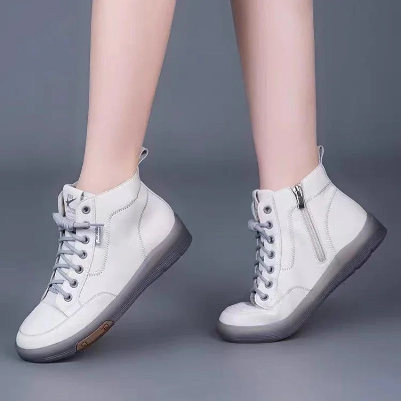 Modern High-Top Casual Sneakers with Side Zip