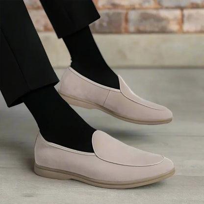 Suede Slip-On Loafers with Cushioned Rubber Sole