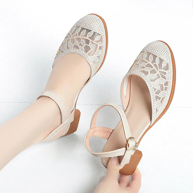 Elegant Low-Heel Cutout Dress Shoes for Women