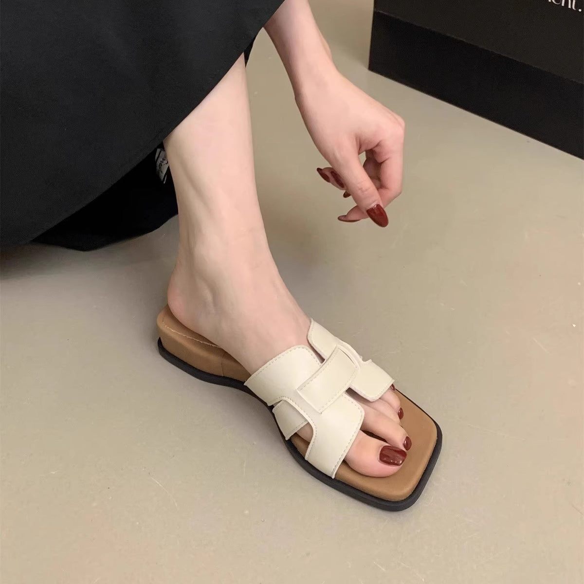 Fashionable French Style Square Toe Sandals