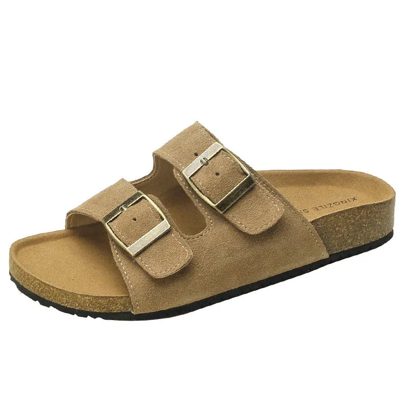 Genuine Leather Cow Suede Buckle Sandals